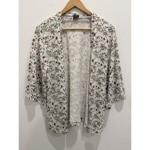 Sparkle & Fade UO Size‎ Large Open Front Cardigan Beige Floral Kimono Sleeve